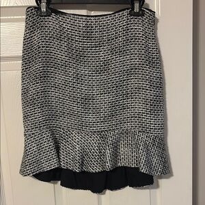 White House Black Market Black and Silver Ruffled Pencil Skirt